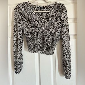 Zara Animal print Long sleeve crop top size S